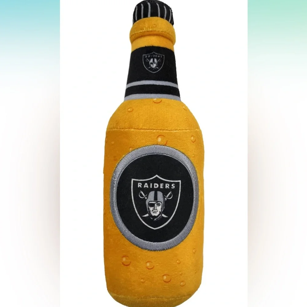 NFL Las Vegas RAIDERS Beer Bottle Plush Dog Toy 9
